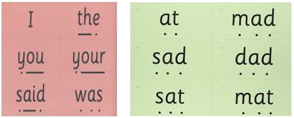 Phonics dots and dashes